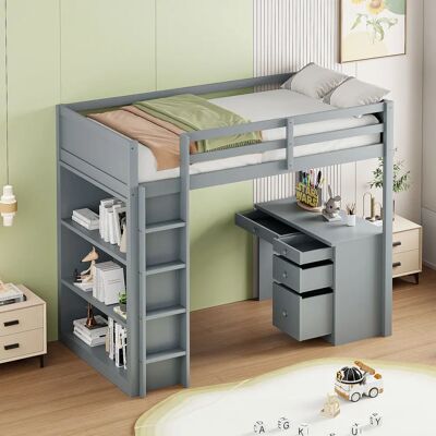 WISHDOR - Cama loft con escritorio - 90x200 cm WISHDOR - Cama loft con escritorio - 90x200 cm