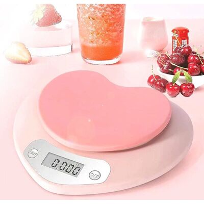 Rosa køkkenvægt - Stor LCD-skærm, tara, 11 lbs kapacitet Rosa køkkenvægt - Stor LCD-skærm, tara, 11 lbs kapacitet