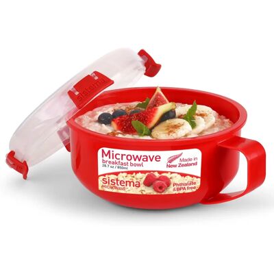 Bol à porridge micro-ondes Sistema Rouge/Transparent - 850 ml Bol à porridge micro-ondes Sistema Rouge/Transparent - 850 ml
