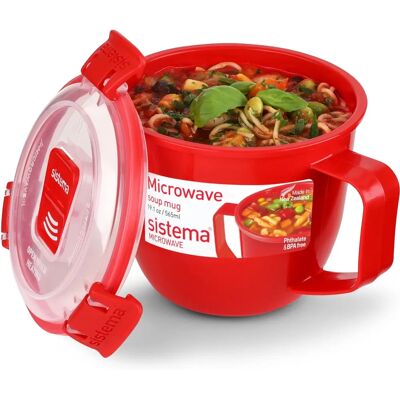 Sistema Červená mikrovlnná polévková hrnek - 585ml - Polévková hrnek - Vhodná do mikrovlnné trouby Sistema Červená mikrovlnná polévková hrnek - 585ml - Polévková hrnek - Vhodná do mikrovlnné trouby