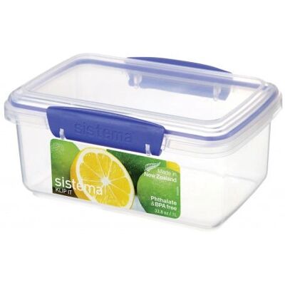 Sistema 1600 Food Storage Container - Blue, Transparent, 1L Sistema 1600 Food Storage Container - Blue, Transparent, 1L