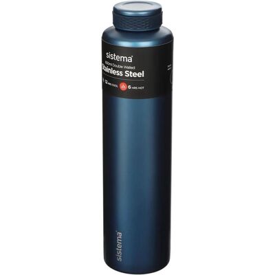 Sistema Stainless Steel Water Bottle 600ml - Double Wall Vacuum Insulated Sistema Stainless Steel Water Bottle 600ml - Double Wall Vacuum Insulated