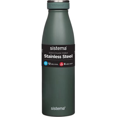 Sistema Rustfritt stål flaske - Havblå - 500 ml Sistema Rustfritt stål flaske - Havblå - 500 ml