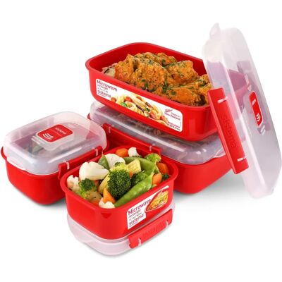Ensemble Micro-ondes Sistema Heat and Eat - Boîtes à lunch rectangulaires - Sans BPA Ensemble Micro-ondes Sistema Heat and Eat - Boîtes à lunch rectangulaires - Sans BPA