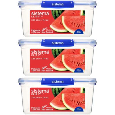 Contenants alimentaires hermétiques Sistema Klip it plus - 3,35L ensemble Contenants alimentaires hermétiques Sistema Klip it plus - 3,35L ensemble