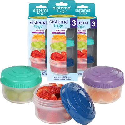Sistema Mini Bites 130 ml - Boîtes à snacks empilables - Sans BPA Sistema Mini Bites 130 ml - Boîtes à snacks empilables - Sans BPA