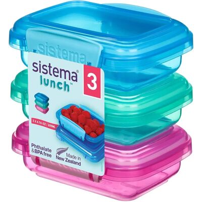 Sistema BPA-fri matoppbevaringsbokser - Grønn/Rosa/Blå - 3 stk Sistema BPA-fri matoppbevaringsbokser - Grønn/Rosa/Blå - 3 stk