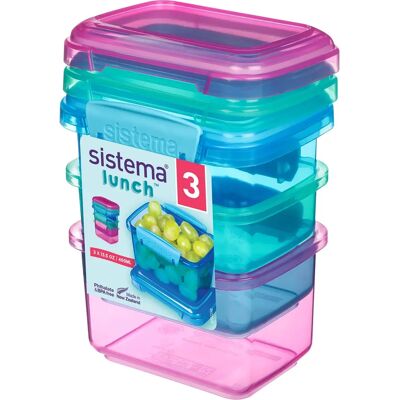 Sistema 3-delte matoppbevaringssett med lokk - BPA-fri, stabelbar Sistema 3-delte matoppbevaringssett med lokk - BPA-fri, stabelbar