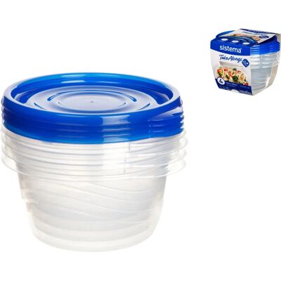 Sistema 760ml Kleine Kom - 4 Stuks - Voedselopslagcontainer Sistema 760ml Kleine Kom - 4 Stuks - Voedselopslagcontainer