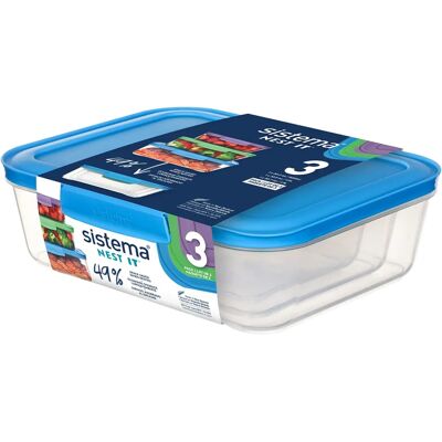 Sistema Nest It 3er Pack - Transparent Lunchbox - Lebensmittelschale Sistema Nest It 3er Pack - Transparent Lunchbox - Lebensmittelschale
