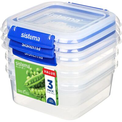 Sistema 881630-NC Blå Matoppbevaringsbeholder - 3 Pakker - 1.15 L Sistema 881630-NC Blå Matoppbevaringsbeholder - 3 Pakker - 1.15 L