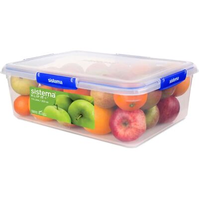 Contenant de stockage alimentaire Sistema Klip It Plus 7,5L - Rectangulaire, Hermétique Contenant de stockage alimentaire Sistema Klip It Plus 7,5L - Rectangulaire, Hermétique