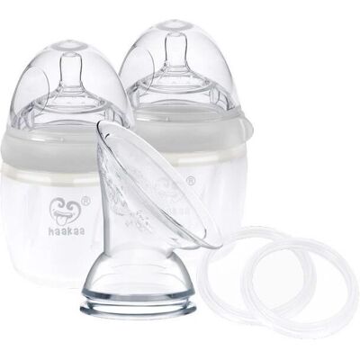 Haakaa - Gen3 Ensemble Biberon Silicone - Gris - 160ml - Ensemble Devise Lait - Publicité Haakaa - Gen3 Ensemble Biberon Silicone - Gris - 160ml - Ensemble Devise Lait - Publicité