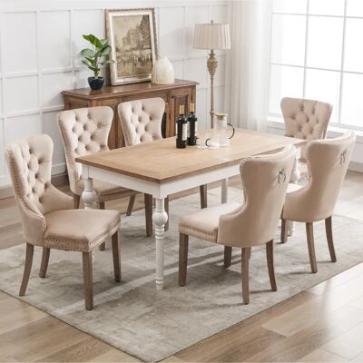 WISHDOR - Set 6 - Terciopelo - Marrón claro - Dining Chair WISHDOR - Set 6 - Terciopelo - Marrón claro - Dining Chair