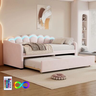HAUSS SPOLE - 90x200 cm - Rosa terciopelo - Desplegable - Sofa cama HAUSS SPOLE - 90x200 cm - Rosa terciopelo - Desplegable - Sofa cama