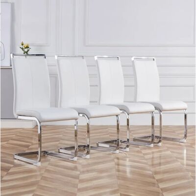 WISHDOR - Set4 - Blanco - Cuero PU - Dining Chairs WISHDOR - Set4 - Blanco - Cuero PU - Dining Chairs