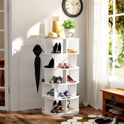 OKWISH - Scarpiera angolare girevole - Blanco - 5 niveles - Zapatero giratorio OKWISH - Scarpiera angolare girevole - Blanco - 5 niveles - Zapatero giratorio