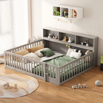 HAUSS SPOLE - Cama loft 140x200 - Pino - Gris - Cama HAUSS SPOLE - Cama loft 140x200 - Pino - Gris - Cama