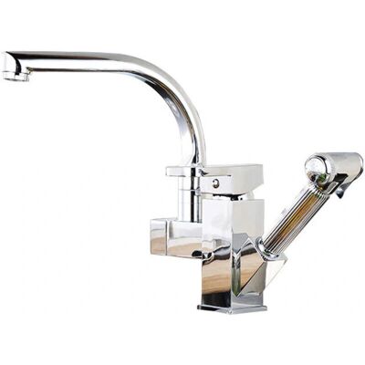 GOTRAYS Grifo extraíble de cocina - Latón - 360° - Plata GOTRAYS Grifo extraíble de cocina - Latón - 360° - Plata