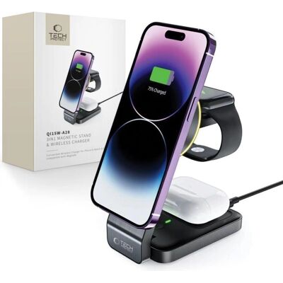 Tech-Protect QI15W-A28 3-in-1 MagSafe Wireless Charger - Schwarz Tech-Protect QI15W-A28 3-in-1 MagSafe Wireless Charger - Schwarz
