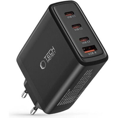 Caricatore di rete NC100W-GAN di Tech-Protect - 3 USB-C & USB-A - Nero Caricatore di rete NC100W-GAN di Tech-Protect - 3 USB-C & USB-A - Nero