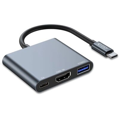 Tech-Protect V1 3-in-1 USB-C Dock - HDMI 4K, USB-A 3.0, 100W PD - Grau Tech-Protect V1 3-in-1 USB-C Dock - HDMI 4K, USB-A 3.0, 100W PD - Grau