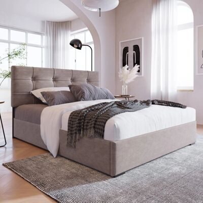 OKWISH - Letto singolo idraulico imbottito 90x200 cm - cabecero regulable - cama con somier de metal - terciopelo - canapé moderno con cajón OKWISH - Letto singolo idraulico imbottito 90x200 cm - cabecero regulable - cama con somier de metal - terciopelo - canapé moderno con cajón
