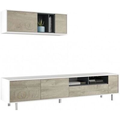 Caesaroo Parete attrezzata - 200cm Bianco opaco e Rovere Caesaroo Parete attrezzata - 200cm Bianco opaco e Rovere