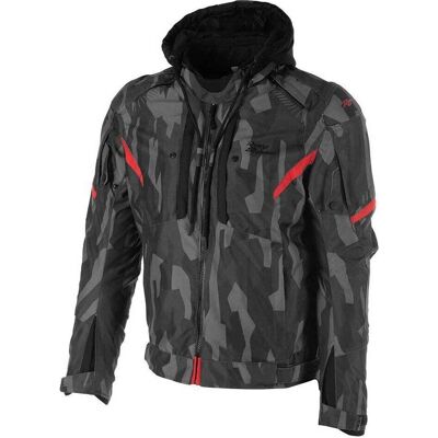 Rusty Stitches Dylan Giacca tessile da moto impermeabile Nero Grigio Rosso L Rusty Stitches Dylan Giacca tessile da moto impermeabile Nero Grigio Rosso L