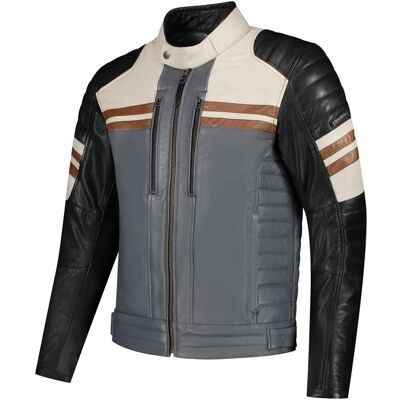 Giacca in pelle Steve - Stile moto vintage - Nero, Beige, Grigio chiaro, Marrone Giacca in pelle Steve - Stile moto vintage - Nero, Beige, Grigio chiaro, Marrone
