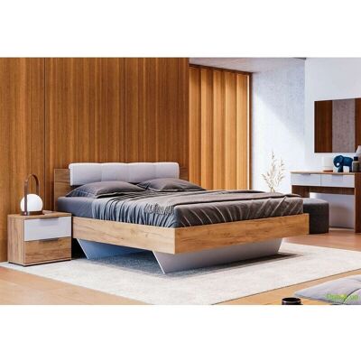 Azura Home Design - Cama con lacado blanco y roble claro - 160x200 cm Azura Home Design - Cama con lacado blanco y roble claro - 160x200 cm