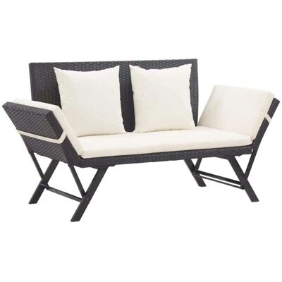 Prolenta Premium - Banco de jardín con cojines ratán sintético - Synthetic rattan - Black rattan with cream cushions - Garden bench Prolenta Premium - Banco de jardín con cojines ratán sintético - Synthetic rattan - Black rattan with cream cushions - Garden bench