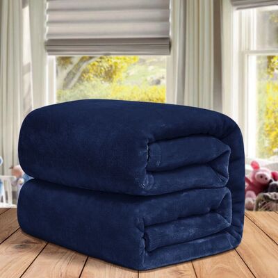 FeelGood Bedding LTD - Super King Navy Blue Thick Warm Fleece Blanket - Navy Blue - Faux Fur - Blanket FeelGood Bedding LTD - Super King Navy Blue Thick Warm Fleece Blanket - Navy Blue - Faux Fur - Blanket
