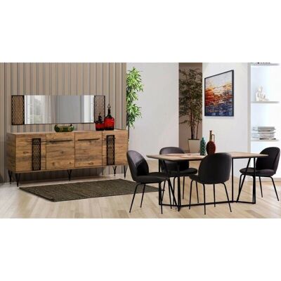 Azura Home Design - Conjunto comedor VITALI - Madera y metal negro Azura Home Design - Conjunto comedor VITALI - Madera y metal negro