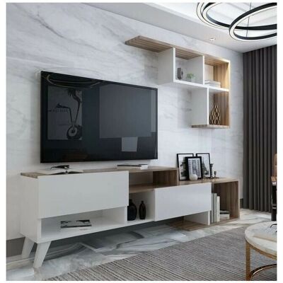 Azura Home Design - Conjunto mueble TV Hadise - Blanco y madera Azura Home Design - Conjunto mueble TV Hadise - Blanco y madera