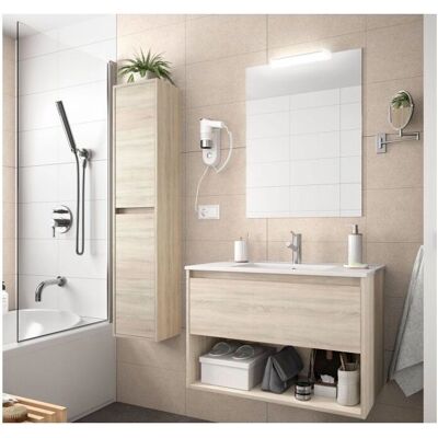 Mueble de baño de roble Caesaroo - Suspendido 60cm - Marrón Mueble de baño de roble Caesaroo - Suspendido 60cm - Marrón