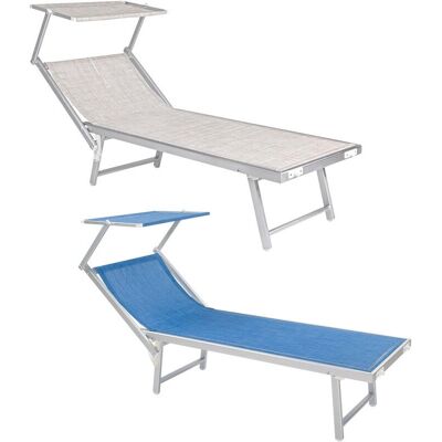 IPERBRIKO LIF - Strandliege mit Sonnenschirm 'Mattinata' Blau Ecru Handtuch IPERBRIKO LIF - Strandliege mit Sonnenschirm 'Mattinata' Blau Ecru Handtuch
