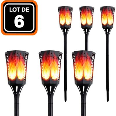 Europalamp - Lote de 6 Antorchas Solares con Sensor Crepuscular - Iluminación Exterior Europalamp - Lote de 6 Antorchas Solares con Sensor Crepuscular - Iluminación Exterior