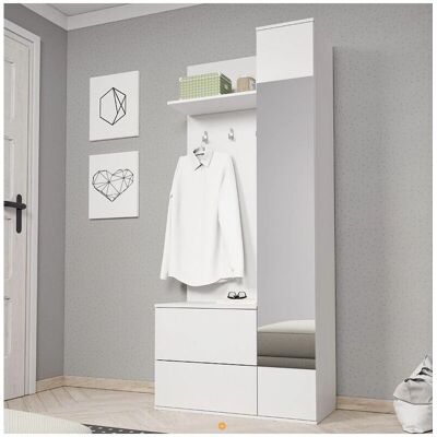 Azura Home Design Mueble de entrada - 90x195x34cm - Blanco Azura Home Design Mueble de entrada - 90x195x34cm - Blanco
