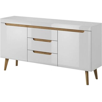 Azura Home Design Nordi 160 cm Aparador - Brillo Alto, Blanco, Roble Azura Home Design Nordi 160 cm Aparador - Brillo Alto, Blanco, Roble