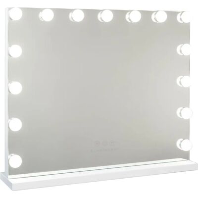Espejo de Maquillaje Blanco Flamingueo con Luz - 58x46cm, 15 LEDs, 3 Modos Espejo de Maquillaje Blanco Flamingueo con Luz - 58x46cm, 15 LEDs, 3 Modos