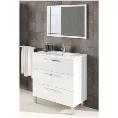 Mueble de baño Caesaroo - 3 cajones 80cm Blanco Brillante Mueble de baño Caesaroo - 3 cajones 80cm Blanco Brillante