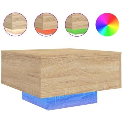 Prolenta Premium Table Basse en Chêne Sonoma LED - Mobilier - Publicité Prolenta Premium Table Basse en Chêne Sonoma LED - Mobilier - Publicité