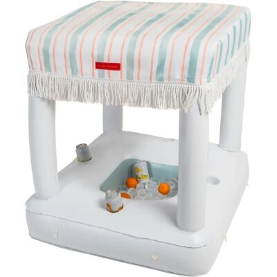 Flamingueo Mini bar inflável para piscina - Geladeira inflável com ganchos Flamingueo Mini bar inflável para piscina - Geladeira inflável com ganchos