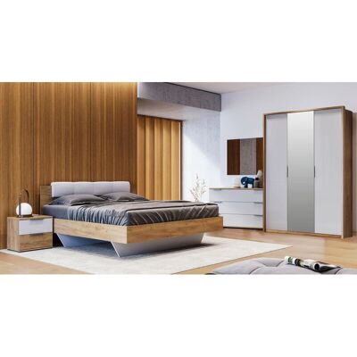 Conjunto de Dormitorio Asto Azura Home Design - Blanco y Roble Claro 180x200cm Conjunto de Dormitorio Asto Azura Home Design - Blanco y Roble Claro 180x200cm