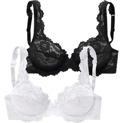 PETITE FLEUR Bügel-BH - Spitze, Schwarz & Weiß - Damenwäsche PETITE FLEUR Bügel-BH - Spitze, Schwarz & Weiß - Damenwäsche