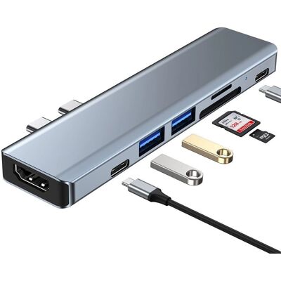 Tech-Protect Hub USB & Docking Station - 7w1, Szary Tech-Protect Hub USB & Docking Station - 7w1, Szary