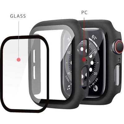 Coque pour Apple Watch 7/8/9 (41mm) Transparent + Bord Noir - Smartwatch Cover - Publicité Coque pour Apple Watch 7/8/9 (41mm) Transparent + Bord Noir - Smartwatch Cover - Publicité
