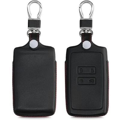 Renault Ægte Læder Nøglering - Sort-Rød - Keyless Go Renault Ægte Læder Nøglering - Sort-Rød - Keyless Go