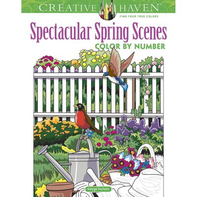 Dover Publications Creative Haven Spectaculaires Scenes de Printemps Colorier par Numéros - Livre de Coloration - Publicité Dover Publications Creative Haven Spectaculaires Scenes de Printemps Colorier par Numéros - Livre de Coloration - Publicité